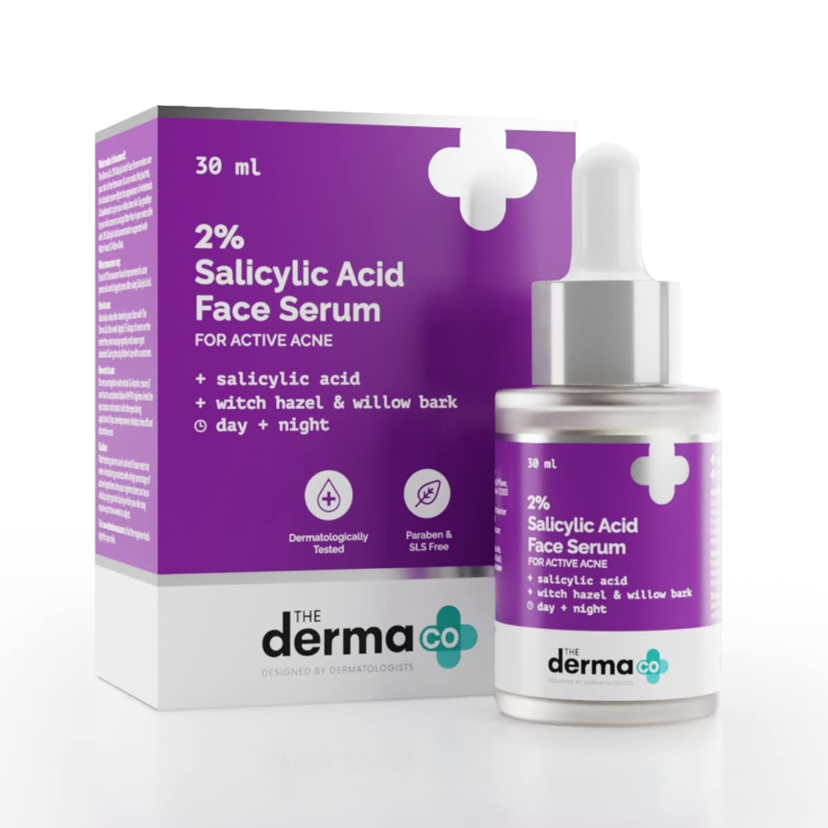 The Derma Co 2% Salicylic Acid Serum with Witch Hazel & Willow Bark for Active Acne - 30 ml