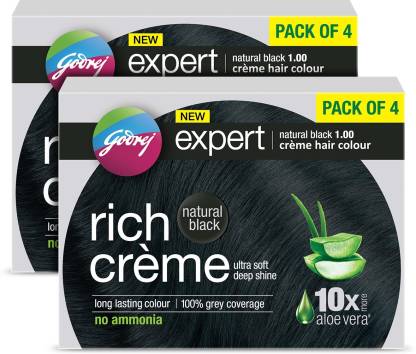 Godrej Expert Rich Creme Hair Colour Pack of 4  Natural Black  Price in  India Buy Godrej Expert Rich Creme Hair Colour Pack of 4  Natural Black  Online In India