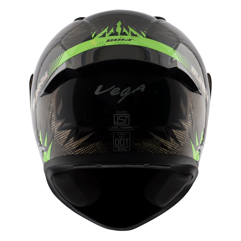 Vega Bolt Bunny Dull Black Green Helmet  - M