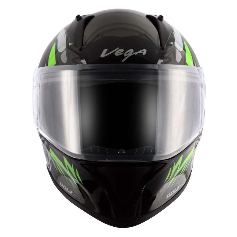 Vega Bolt Bunny Dull Black Green Helmet  - L