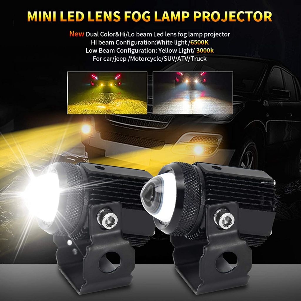 HJG Mini Driving Fog Lights for all Bikes - White/Yellow (Original) 