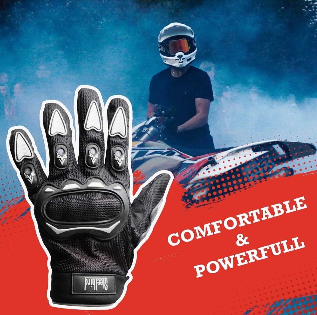 Steelbird Full Length Riding Gloves (Black/Grey)  - XL