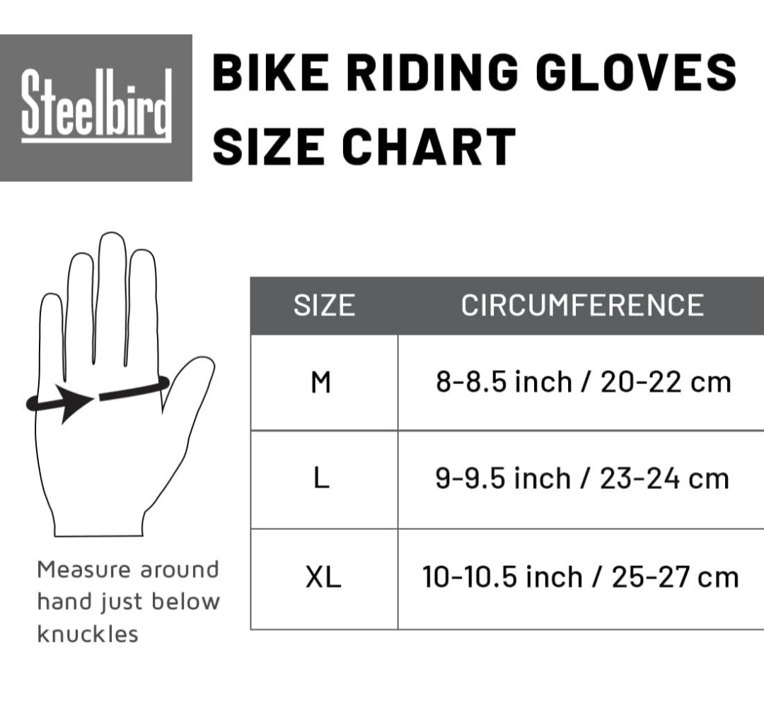 Steelbird Full Length Riding Gloves (Black/Grey)  - XL