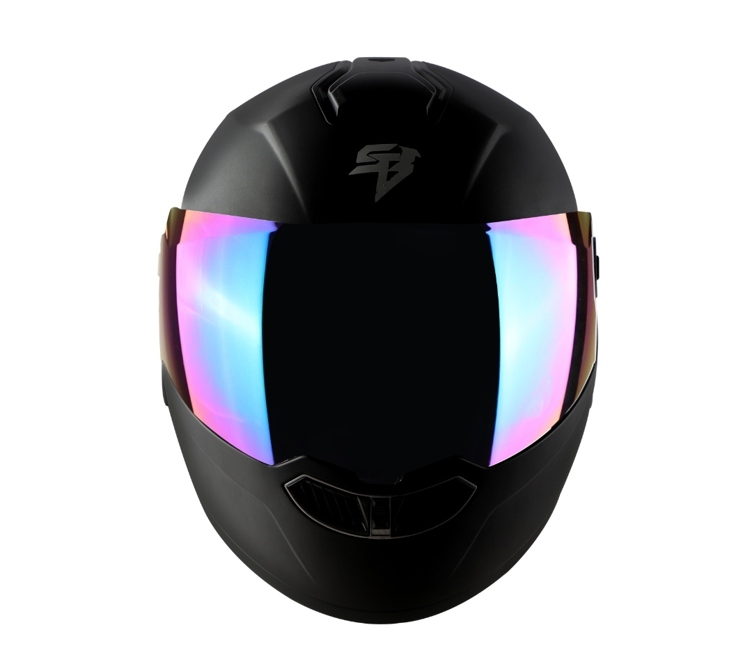 Steelbird SBA-8 GLOSSY BLACK WITH RANBOW VISOR  - M