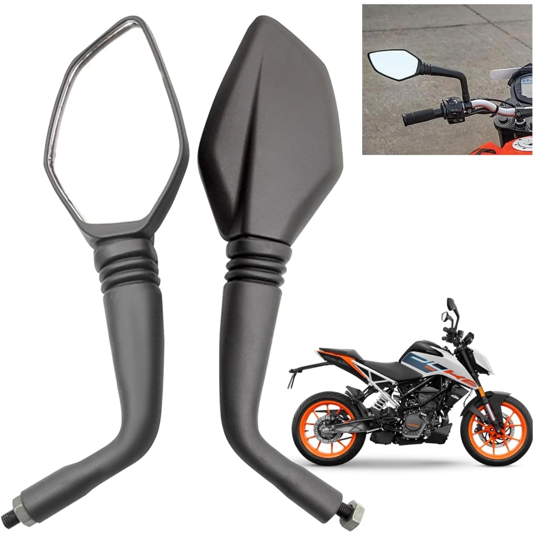 KTM Right & Left Rearview Mirrors For KTM Duke 125/250/ 200/390, KTM RC 125/200/ 390 (Set of 2) - Black