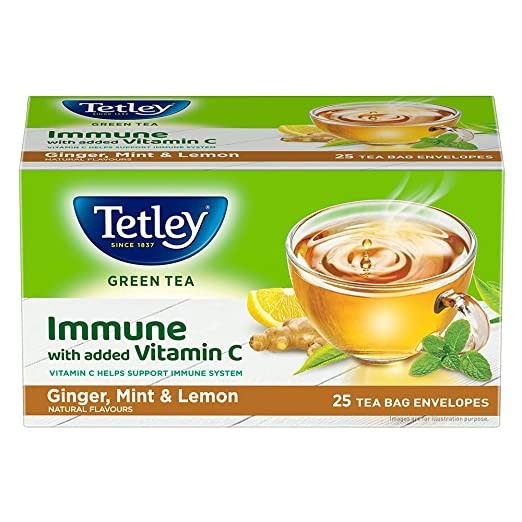 Tetley Ginger Mint Lemon Green Tea : 25 Tea-Bags