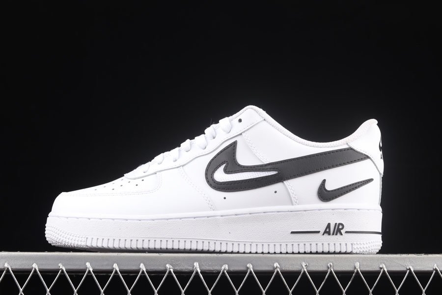 DR0143-101 Nike Air Force 1 Low Cut-Out Swooshes White/Black - 44