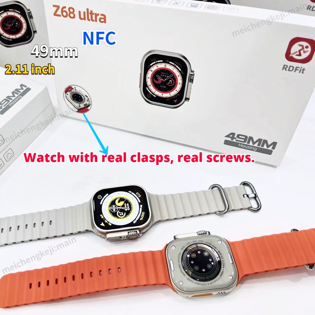 Z68 Ultra series 8 NFC Smartwatch for men women Bluetooth call waterproof wireless charging HD display - Orange