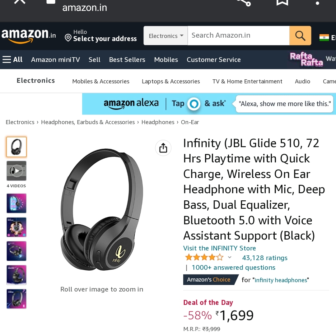 Original JBL Glide 510, 72 Hrs Playtime with Quick Charge, Wireless On Ear Headphone with Mic, Deep Bass, Dual Equalizer, Bluetooth 5.0 with Voice Assistant Support  - Original product, 4 Months Cybzone Warranty