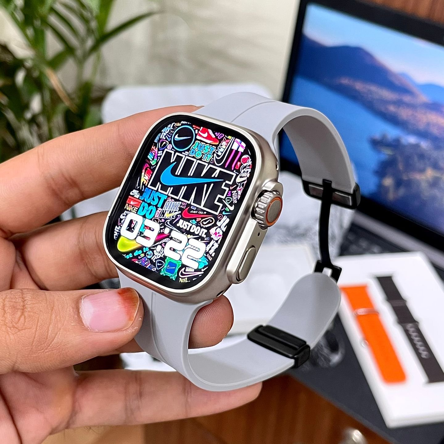 Series 8 Ultra Logo With On /Off Triple Buttons With Box Pure 49 Mm 1:1 Dial With Premium Strap  - 1 Month Cybzone Warranty, Gray