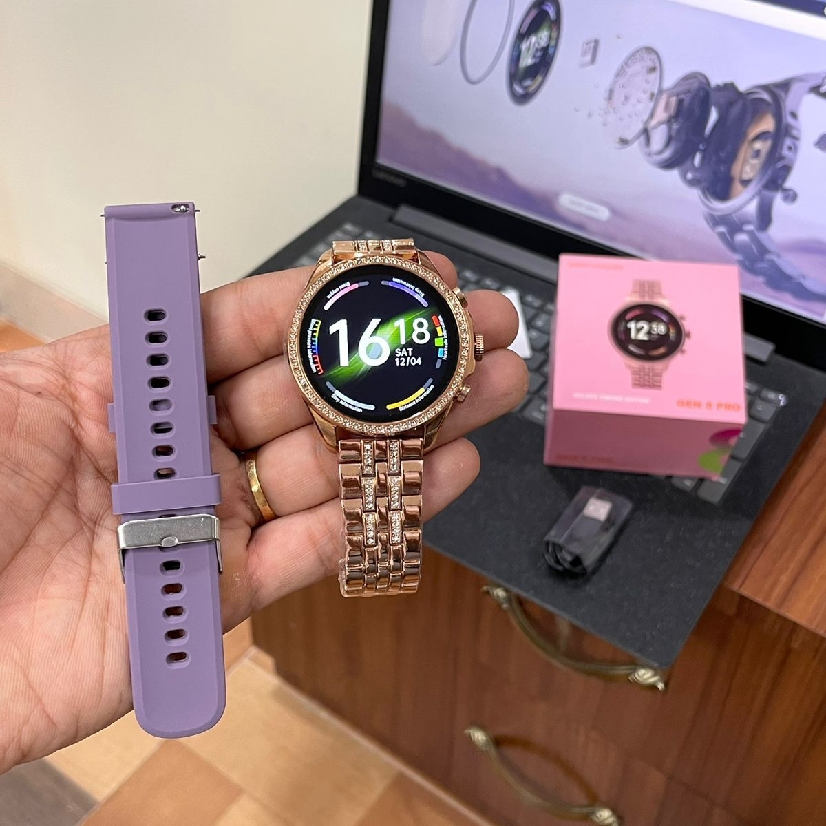 First Time In Ever Generation 8 Pro Edition Smartwatch With Diamond Belt For Girls  - 1 Month Cybzone Warranty