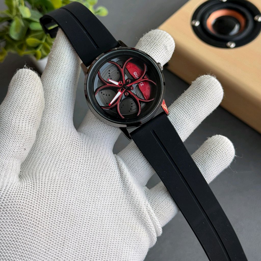 Gyro Spinning Car Alloy Rim Wheel Watch | Car Wheel Watch, Mens Wristwatch with Spinning Car Rim Hub Design, Quartz Movement, Gifts for Car Enthusiasts