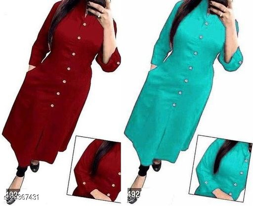 Women Rayon A-line Solid Yellow Kurti