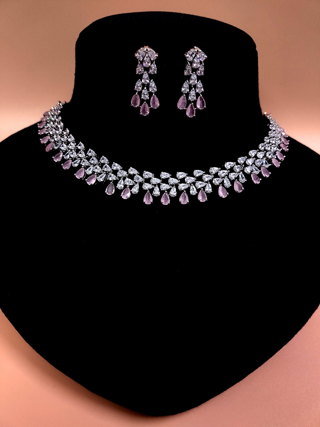 SIRINA ShivaaY Avira Diamond Necklace Set  - Your Pink, Rhodium, Mint