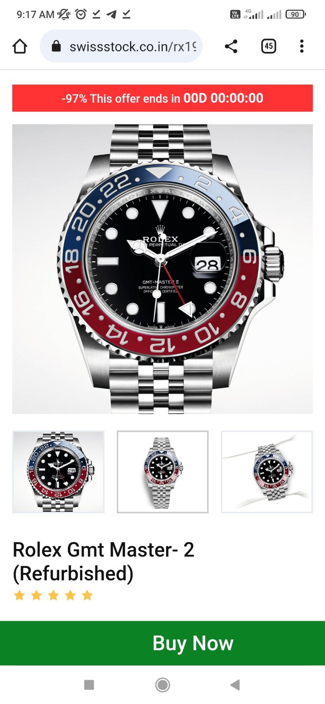 Luxury Watch Gmt Master- 2 (Refurbished)