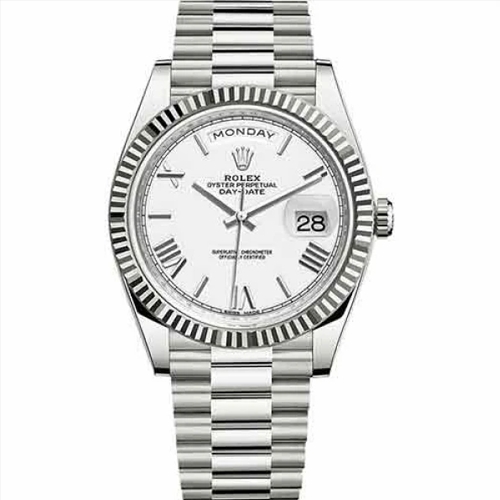 Luxury Watch Oyster Perpetual Day-Date Silver With Silver Dial (Refurbished)