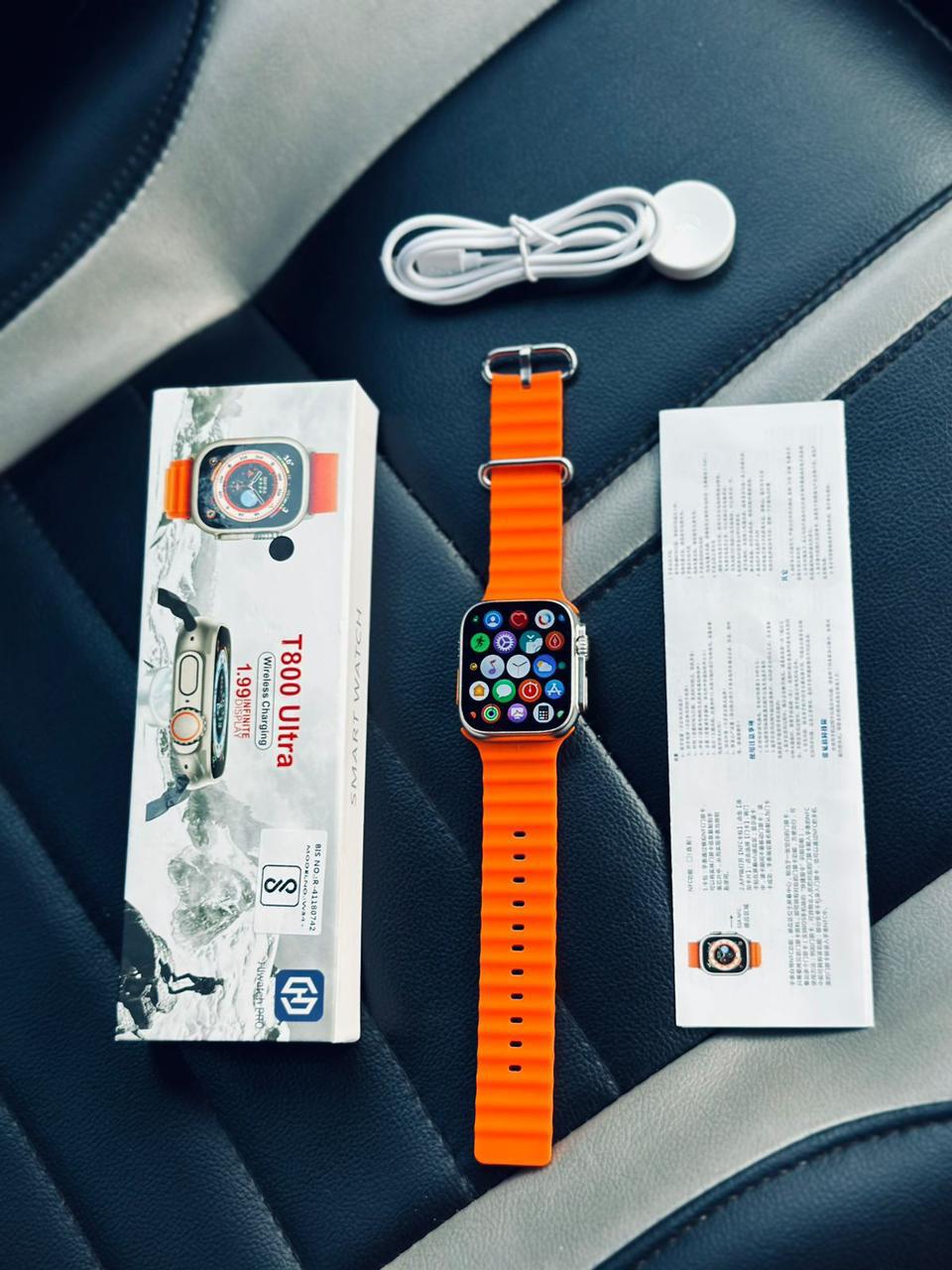 🔥 APPLE SMARTWATCH ULTRA 🔥Model :- T800 Ultra - Web Orange