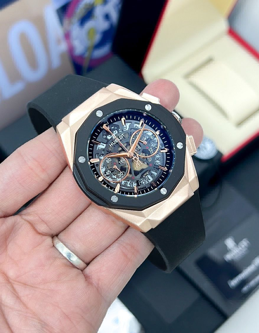 _Hublot Skeleton Dial With finishing Body&Case Black strap_