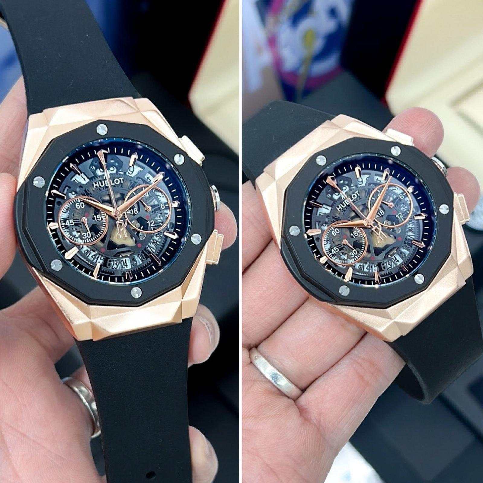 _Hublot Skeleton Dial With finishing Body&Case Black strap_