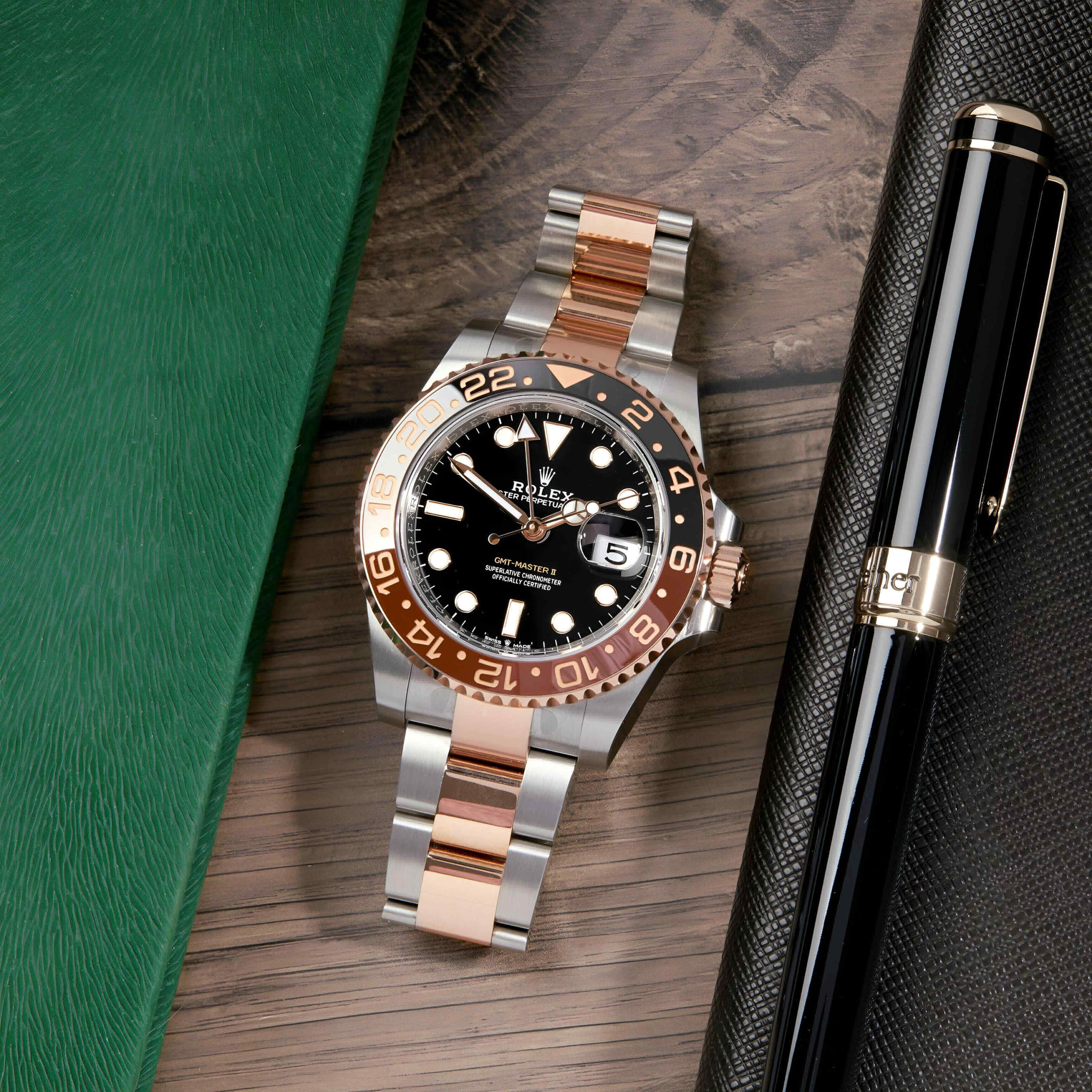 Rolex GMT II Rose Gold Silver 