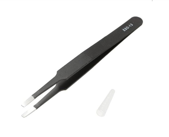 ESD-13 Anti-static Anti-magnetic Fine Round Flat Tip Tweezer