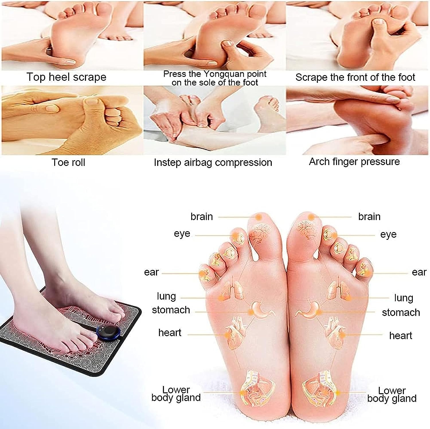 Care of Zindagi EMS Foot Massager - Electric Muscle Stimulation for Pain Relief with 8 Modes - 19 Intensity Levels - Wireless Foot massager Foldable for Foots & Hands for Mens & Women - Foot Massager