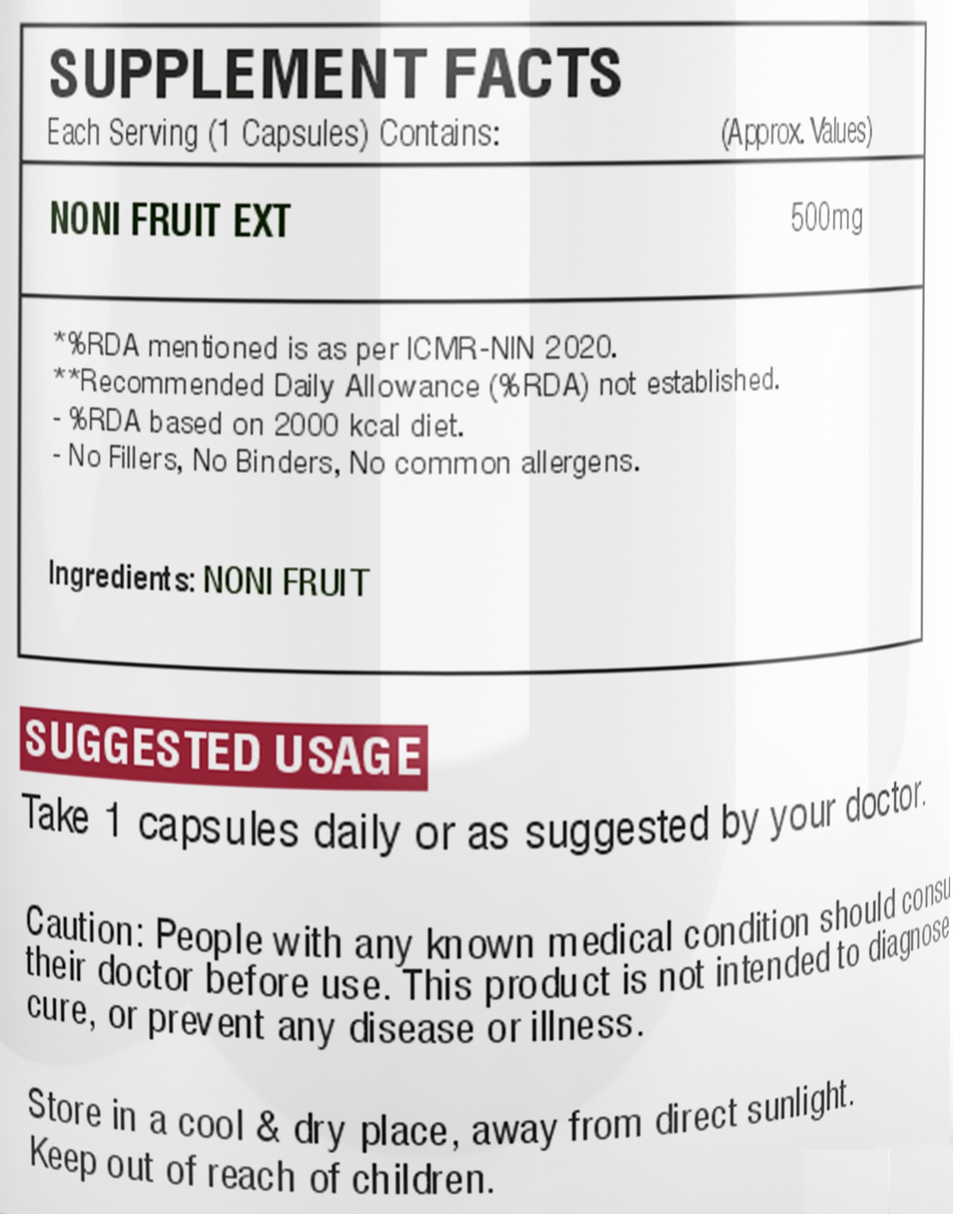 Care Of Zindagi Noni capsules 500mg For Healthy Skin, Immunity & Healthy Better Sleep - 60 capsules - 60 Capsules, April-2023, 24 Months