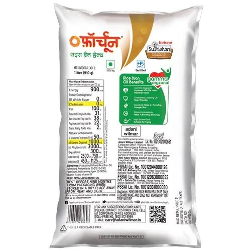 Fortune Rice bran oil pouch - 1 litre