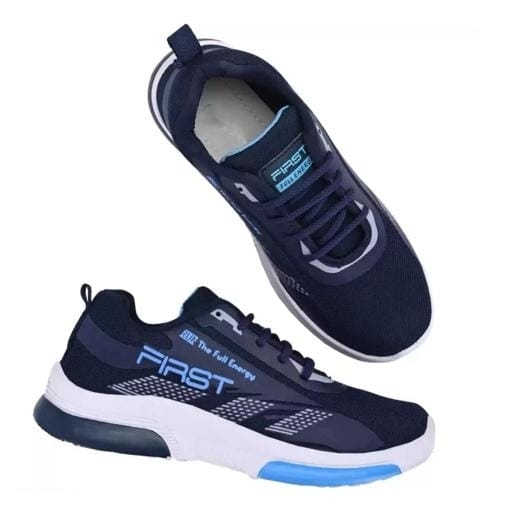 Blue Solid Running Shoes For Men With Free Watch  - 10, Rskart