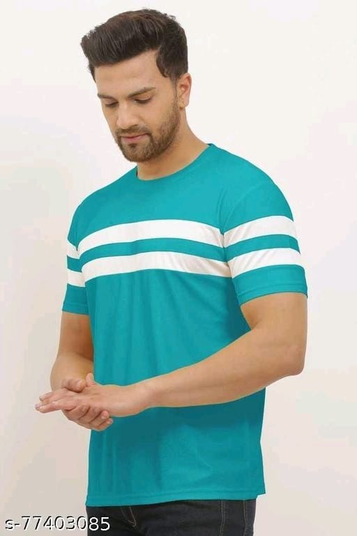 Mens Stylish Striped Round Neckband T-shirt