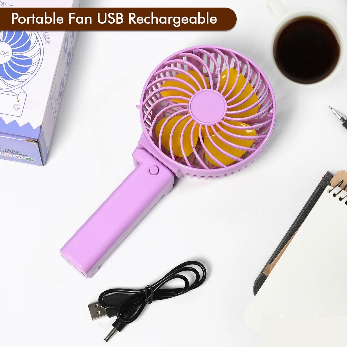 Portable Mini handy Fan & Personal Table Fan | Rechargeable Battery Operated Fan Suitable for Kids, Women, Makeup Artist, Home Office