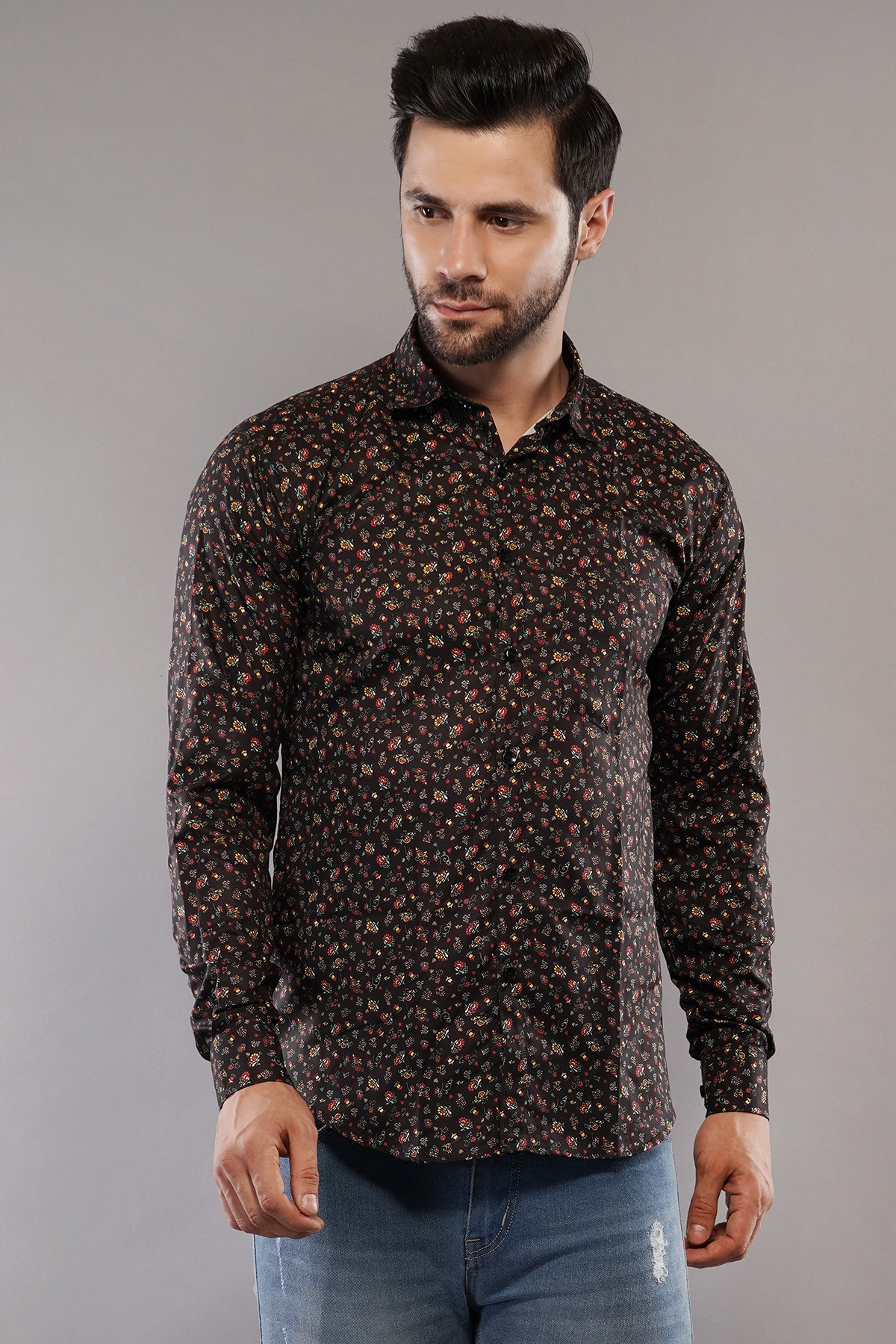 100% Cotton Full Sleeve Regular Fit All Over Print Casual Shirt For Men