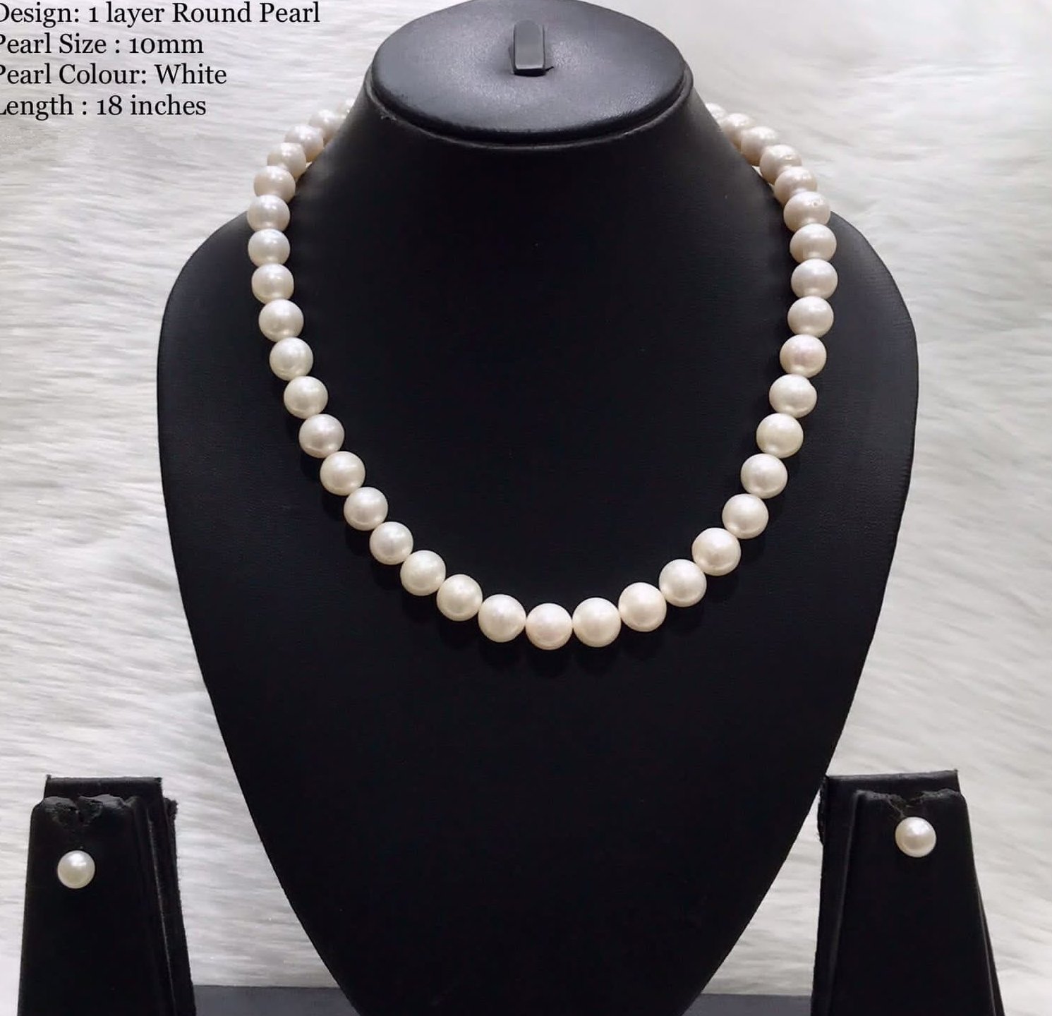 1 Layer Round Pearl Mala - 18 Inches, White, 10 MM