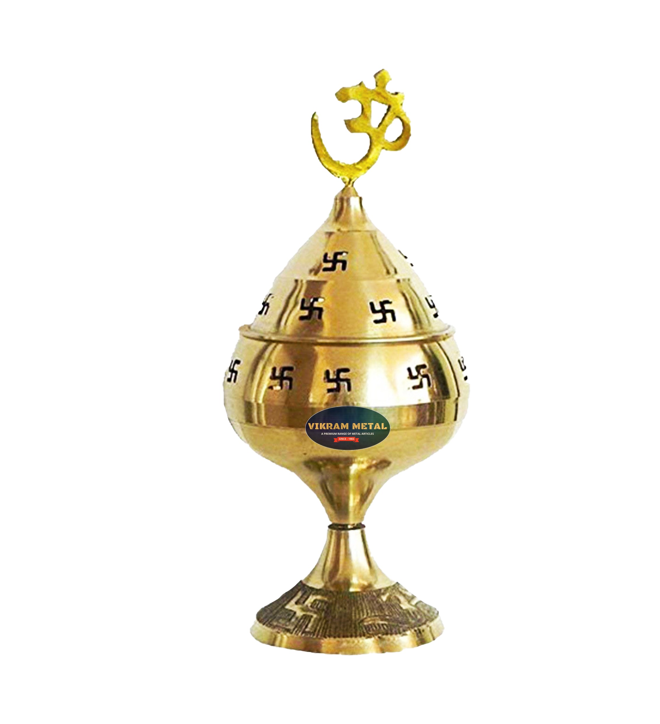 VIKRAM METAL  Brass om Jali Akhand Diya - 6 NO., GOLDEN