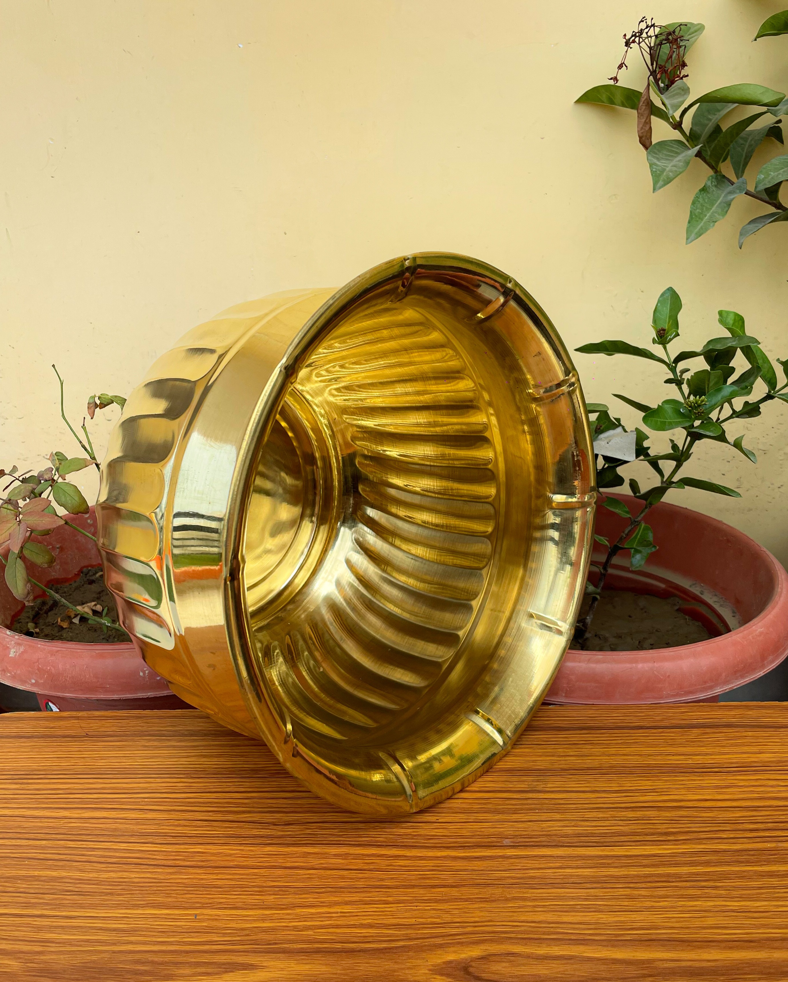 VIKRAM METAL  Brass Flower Pot  - 13*9 INCH, GOLDEN