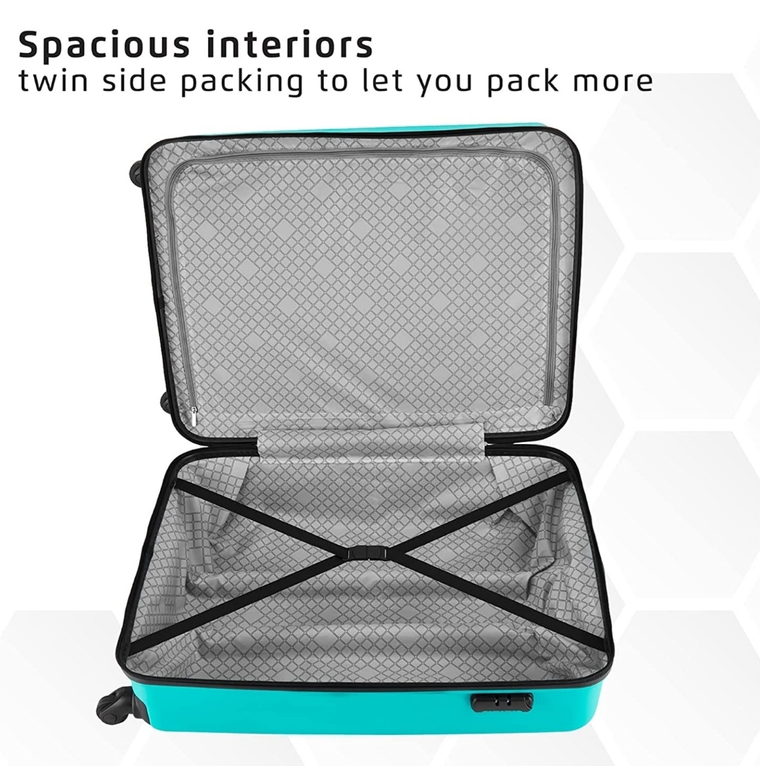 Safari Cyan Hardsided Cabin Luggage, 4 Wheel Trolley Bag, Travel Suitcase for Men and Women - cyan