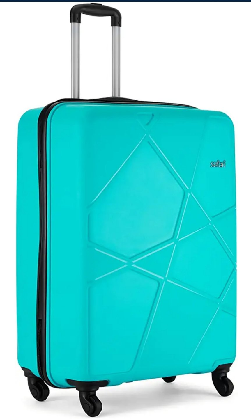 Safari Cyan Hardsided Cabin Luggage, 4 Wheel Trolley Bag, Travel Suitcase for Men and Women - cyan