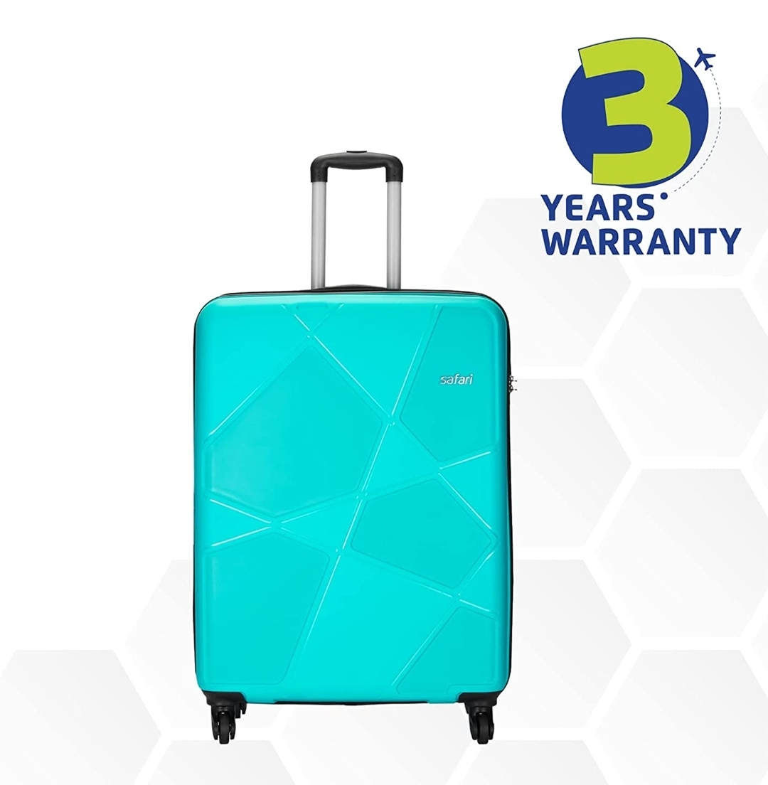 Safari Cyan Hardsided Cabin Luggage, 4 Wheel Trolley Bag, Travel Suitcase for Men and Women - cyan