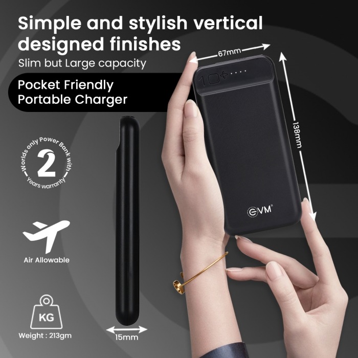 EVM ENCHARGE POWER BANK 10,000MAH - Black