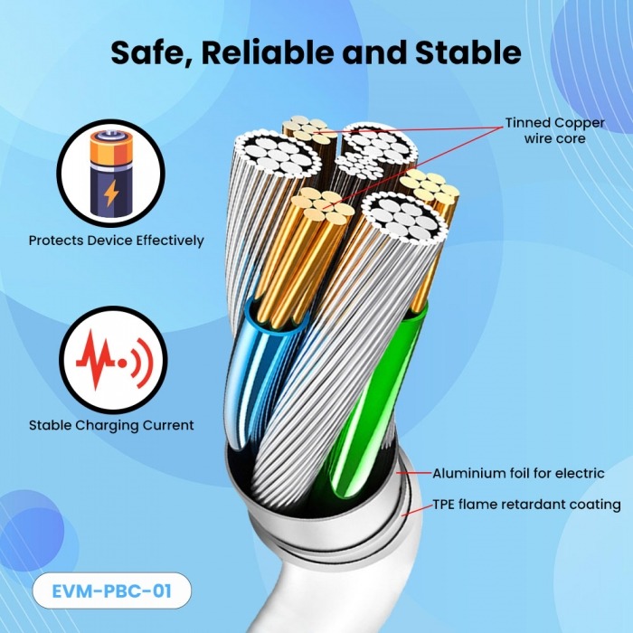 MICRO USB POWER BANK CABLE (300MM LENGTH) EVM-PBC-01 - white