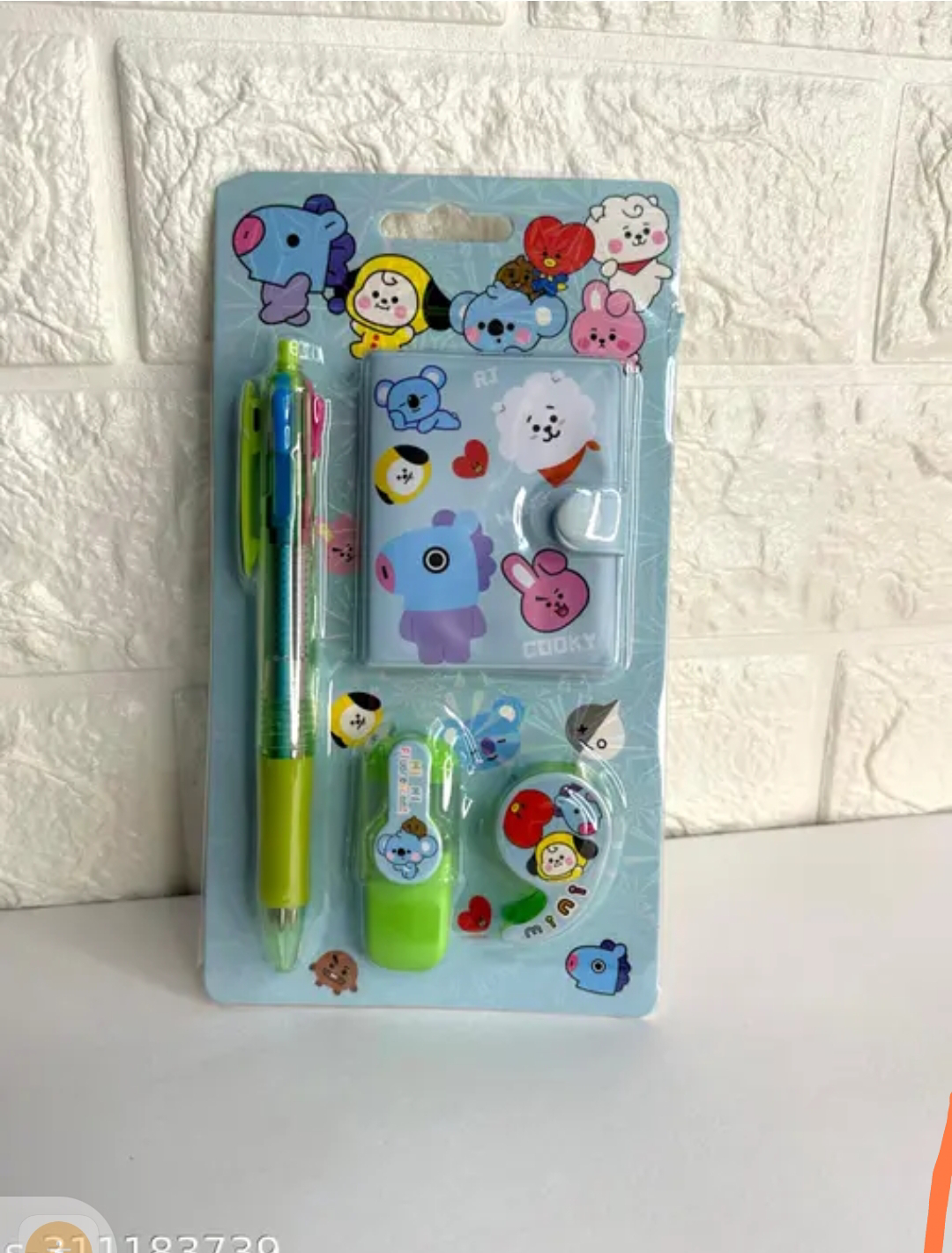 KIDSY BITSY BT21 stationery set for kids- set of (mini diary, tape dispenser, 4 in 1 pen, highlighter). Best for gift and return gift for kidsName: KIDSY BITSY BT21 stationery set for kids- set of (mini diary, tape dispenser, 4 in 1 pen, highlighter). Best for gift and return gift for kidsType: OthersNet Quantity (N): 1Country of Origin: India - Cyan Aqua