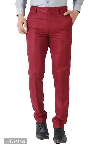 MALENO Men's Slub Effect Solid Trouser