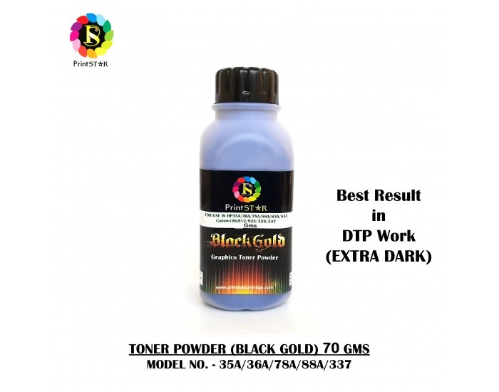 PRINT STAR LASER TONER POWDER FOR HP 36A|88A UNIVERSAL 70GM (BLACK GOLD) EXTRA DARK