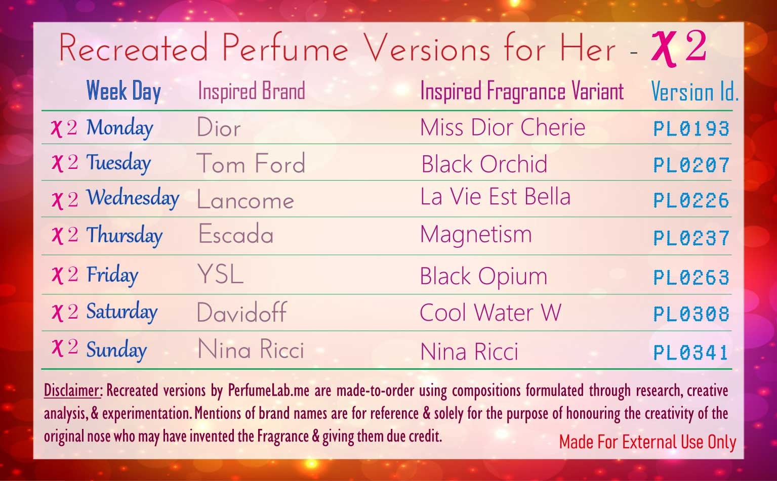 Her X2 - A Perfume A Day Set - 7 x 9ml EDP