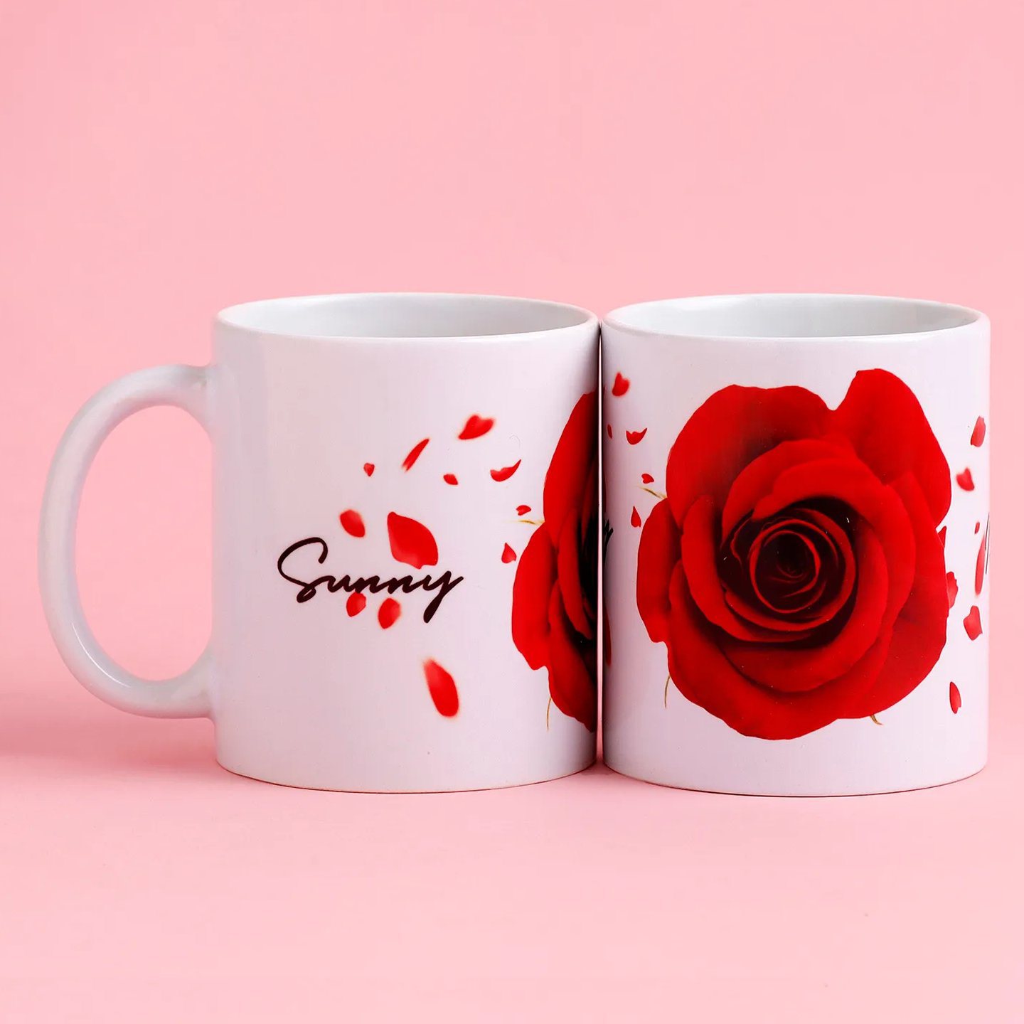 Personalised Red Rose Mug Set