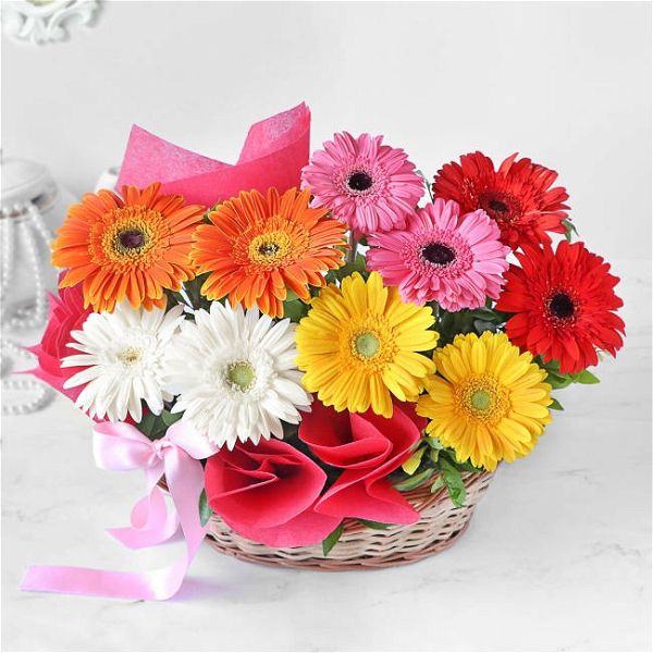 Gerbera & Teddy Bear Basket