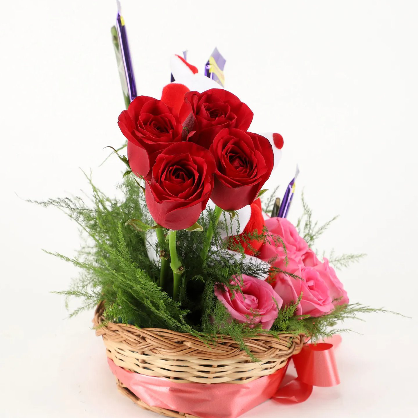 Roses & Teddy Bear Basket