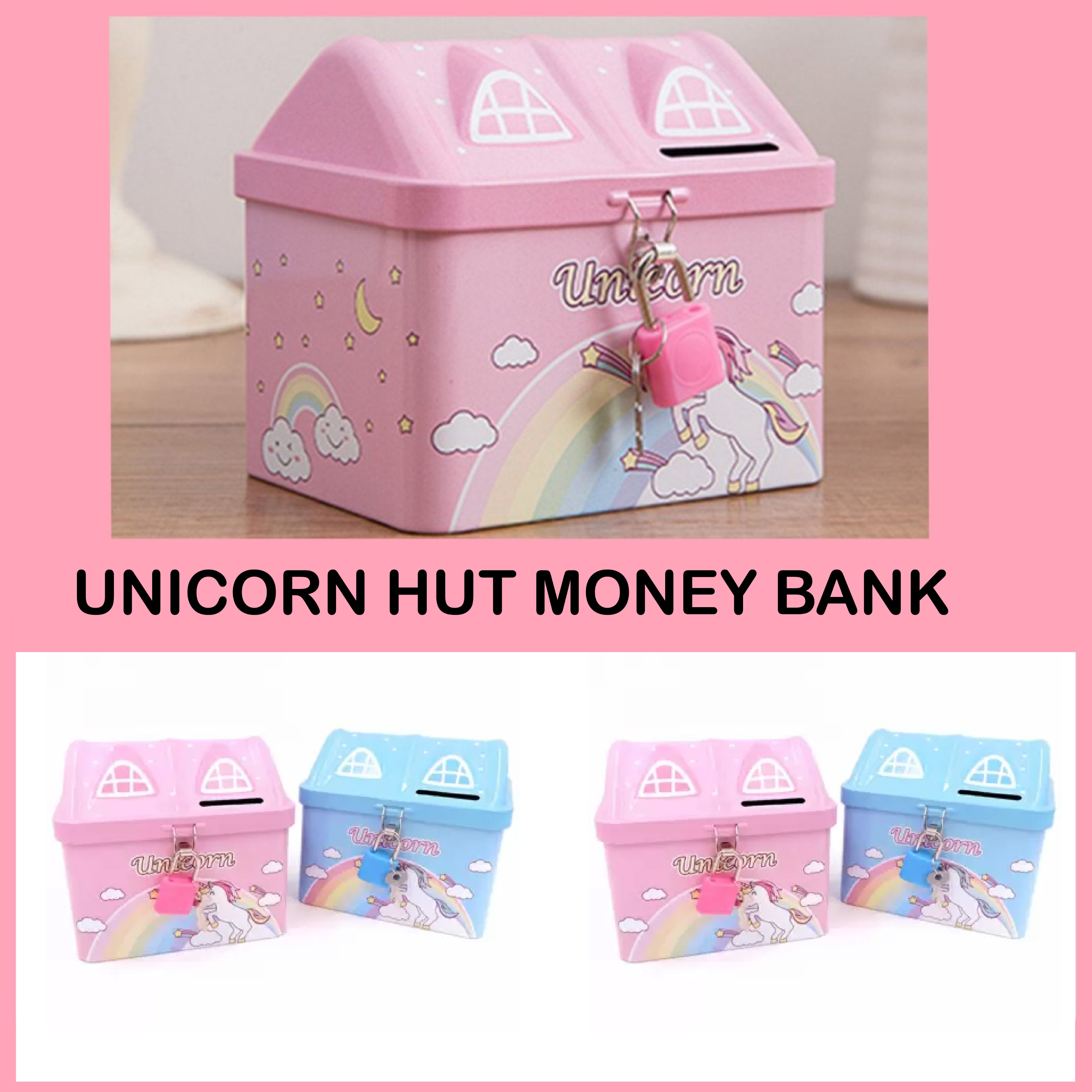 Hut Metal Money Bank with locker