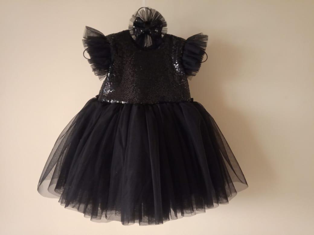 Black Sequins Party Wear - Black, 9-10 Years