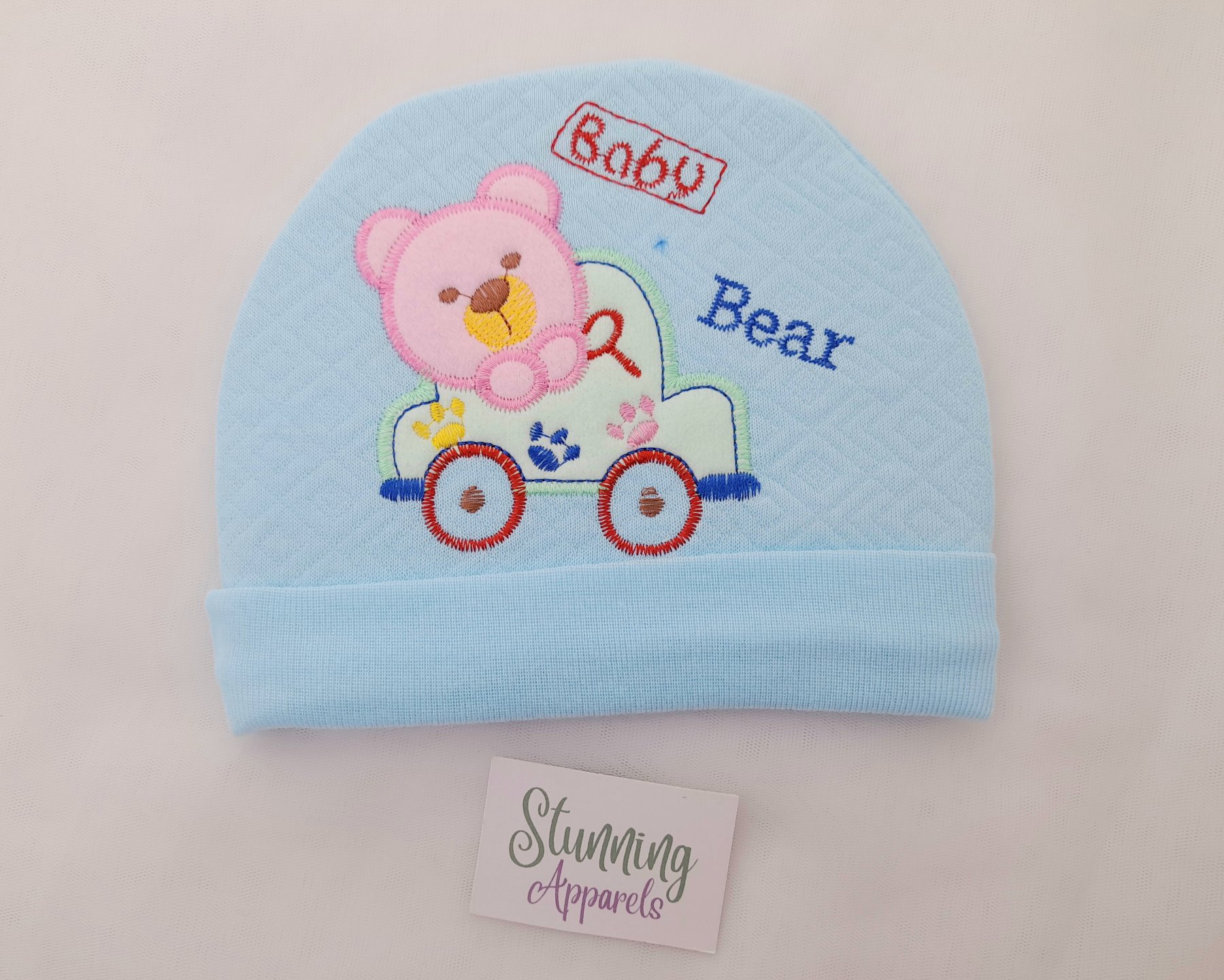 Embroidered Soft Baby Cap (0-6 Months)